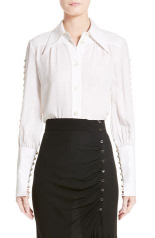 michael kors button sleeve silk blouse|Women's Michael Kors Collection Blouses .